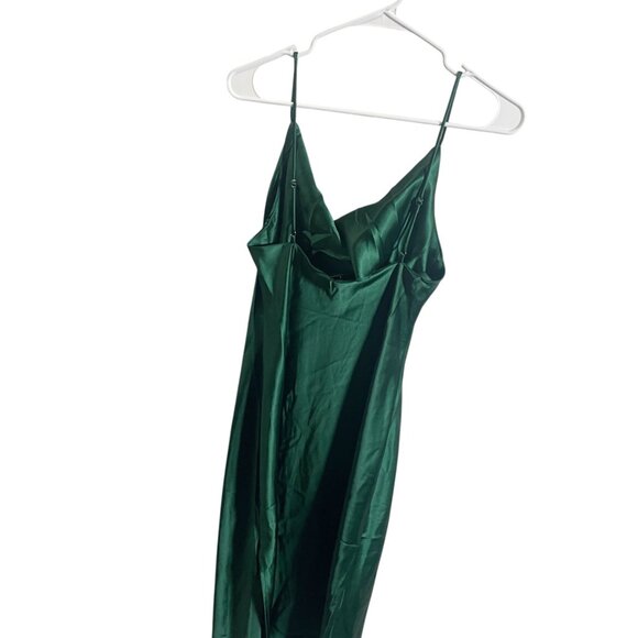 Petal + Pup Green Satin Midi Slip Dress Size US 6 Adjustable Straps - Picture 5 of 5